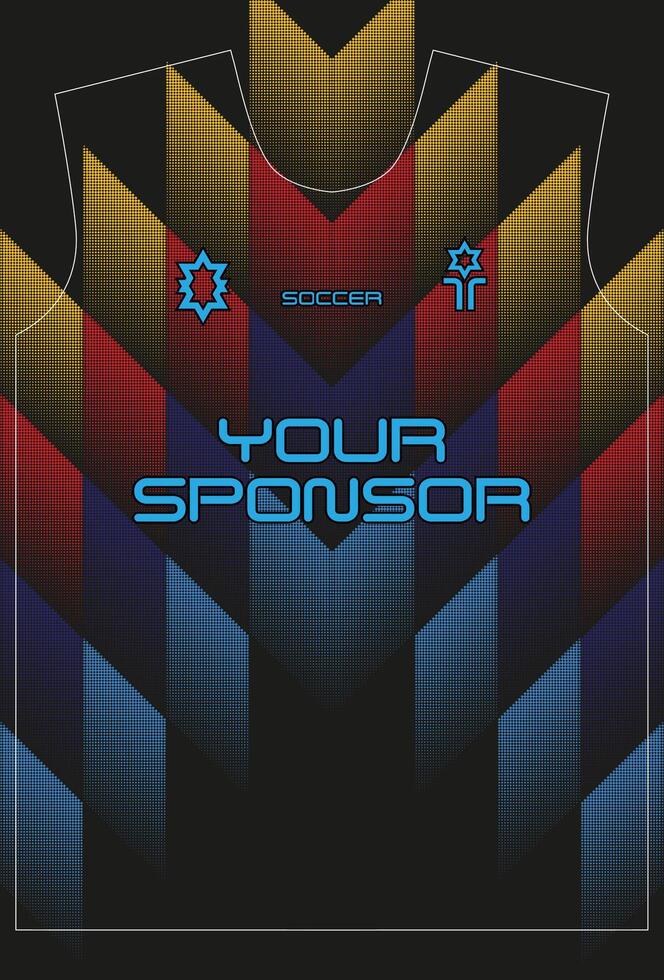 A football jersey with a pattern of interconnected colorful triangles. vector