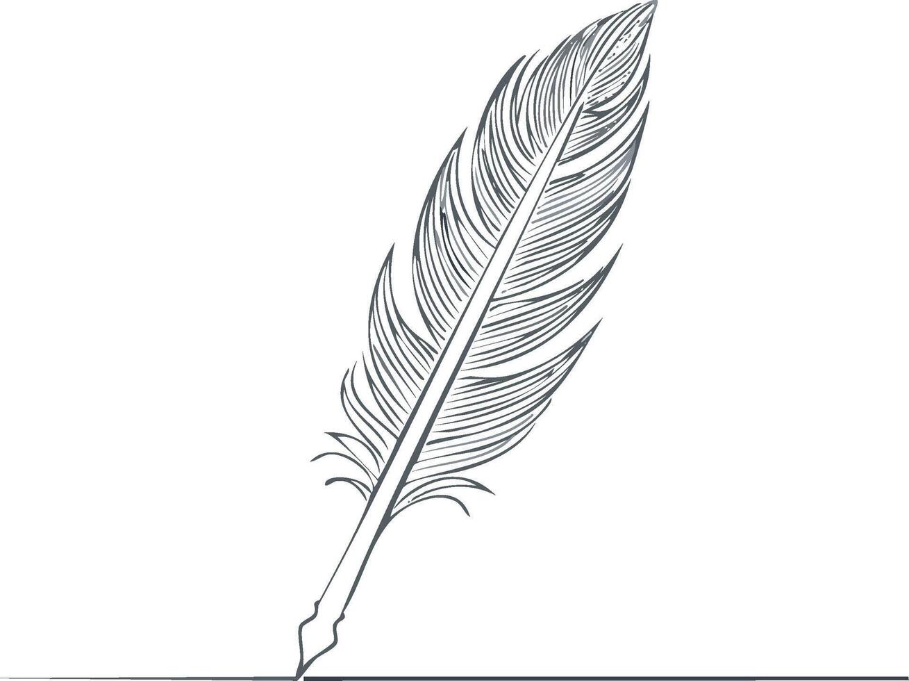 Vintage Quill Pen Ink Sketch Line Creating Stroke on Plain Canvas Minimalist Artistic Tool for Elegant Writing and Creative Artistic Designs vector