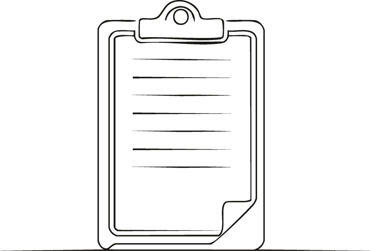Clipboard document outline with paper and bent corner for notes or form entry on plain surface vector