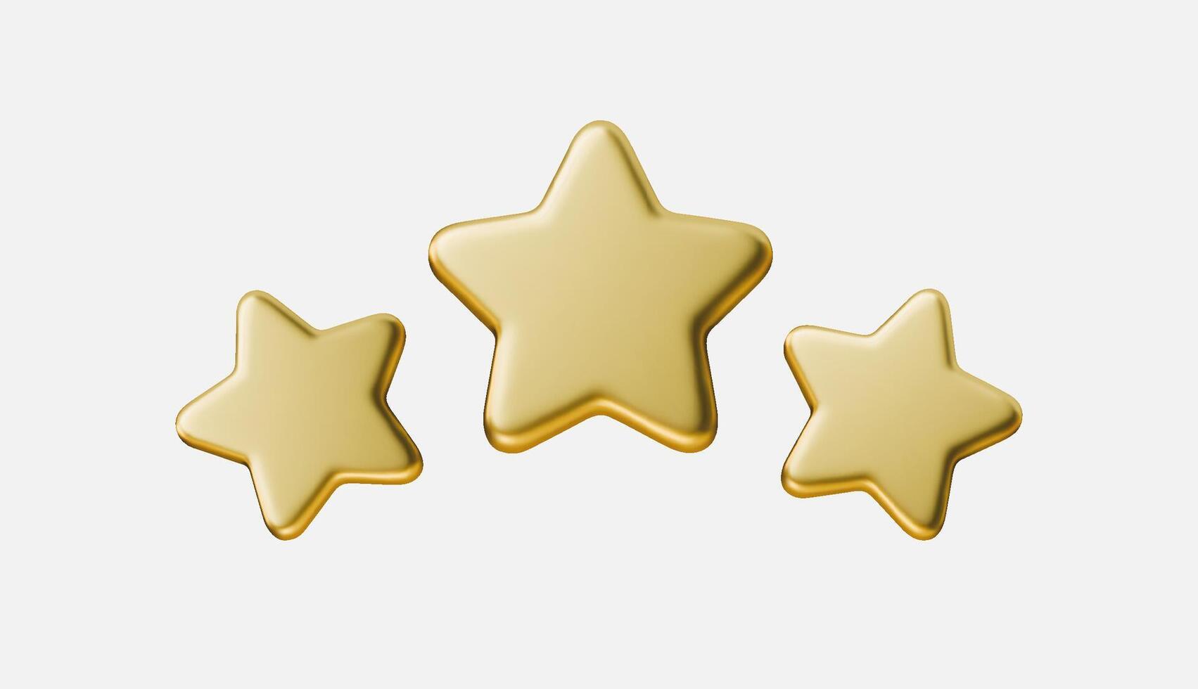 3D gold star icon set isolated on white background for rating and review concepts. Gold star symbols represent five star rating, quality, feedback and award icons for UI, apps, products and services. vector