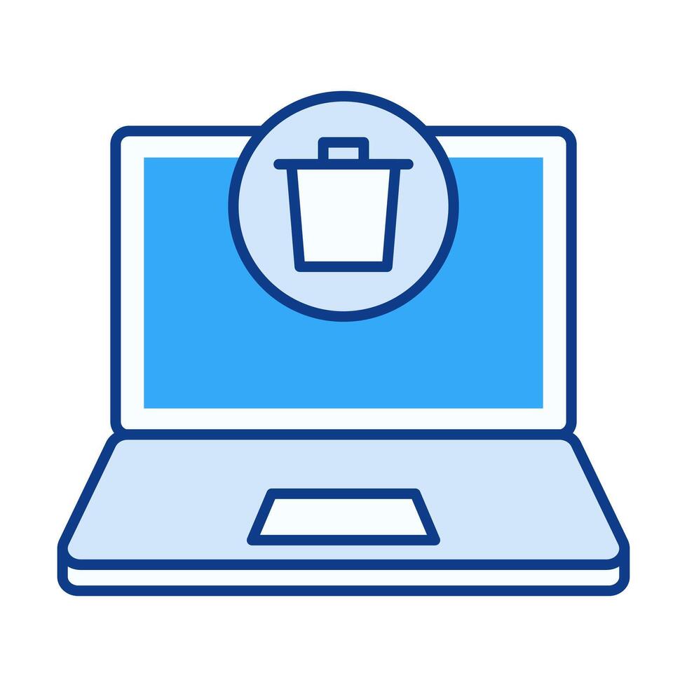 Computer Trash Flat Colored Icon for Delete and Cleanup vector