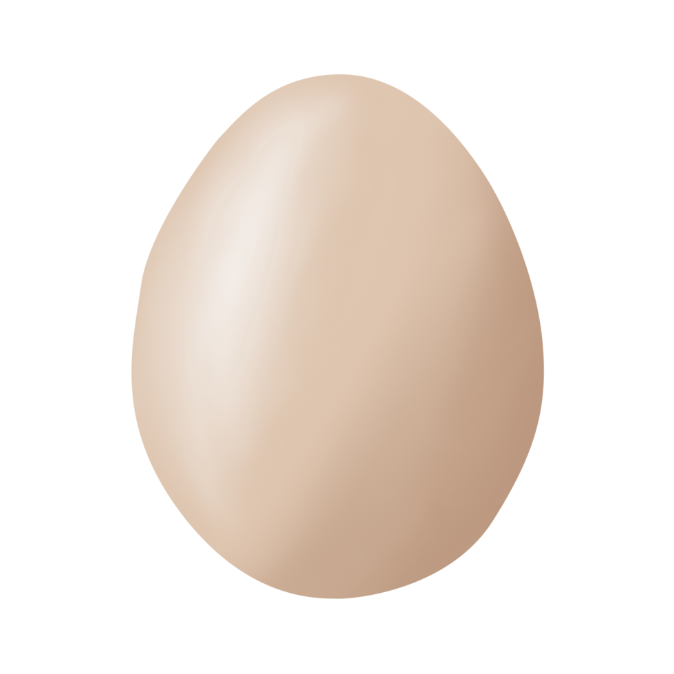 A single, tan-colored egg with subtle gradient shading floats against a transparent, light-gray checkered background, creating a simple, isolated, and neutral ambiance. png