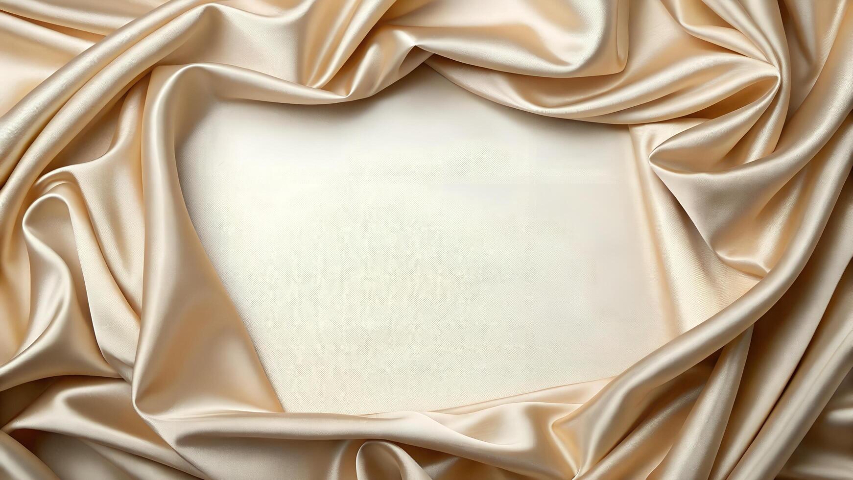 Luxurious Cream Colored Silk Draping Creating an Elegant Frame with Subtle Texture Inside photo