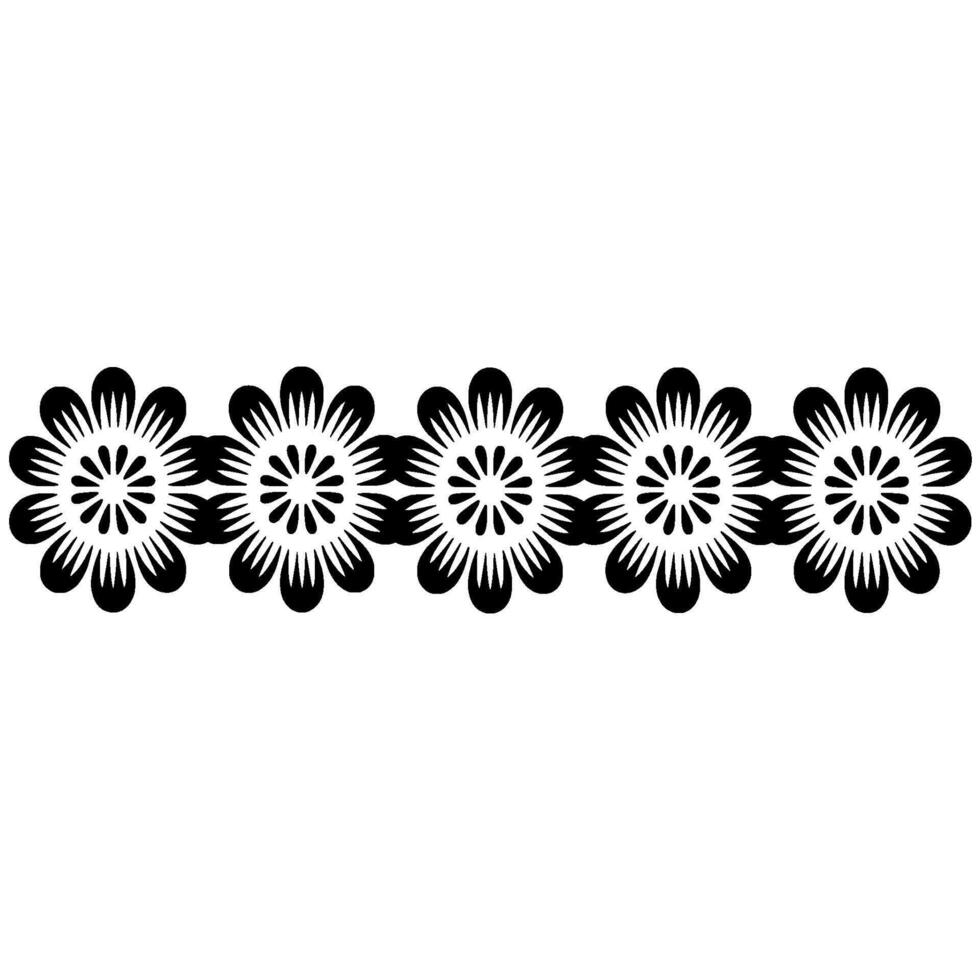 Stylized floral border illustration showcasing repeating petal patterns in a linear decorative representing elegant botanical concepts vector