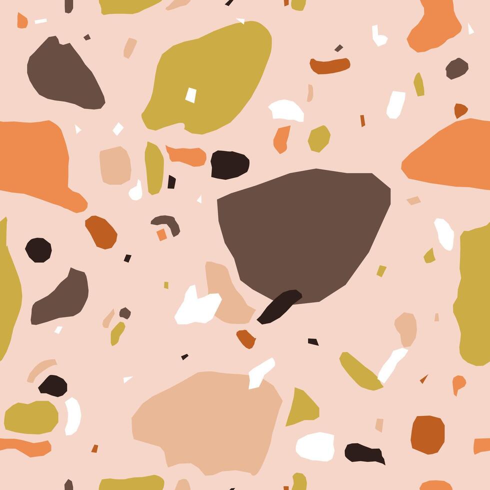Terrazzo pattern with earthy colors creating texture vector