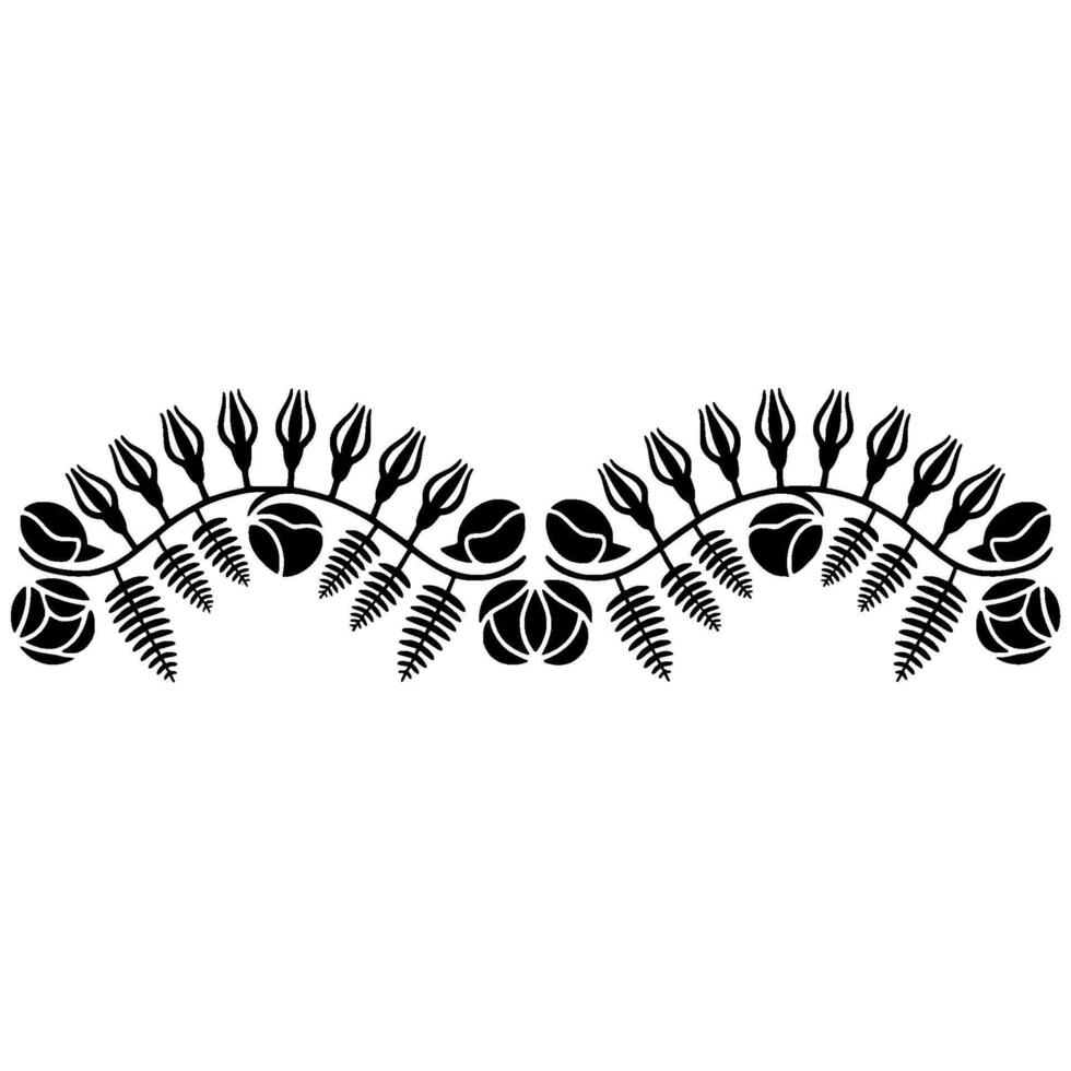 Ornamental tulip branch motif with stylized floral medallions in a repeating linear decorative pattern representing traditional Eastern concepts vector