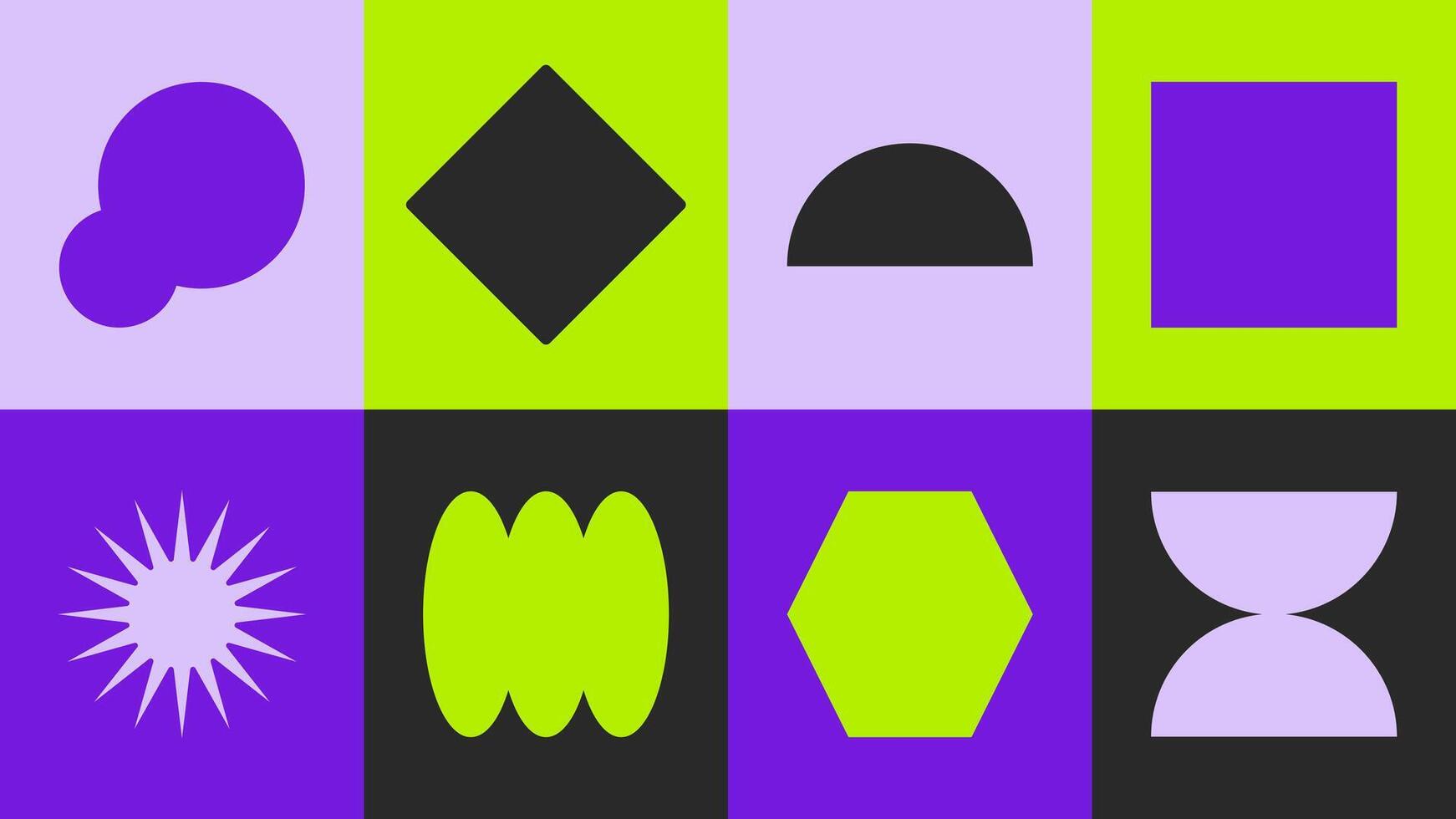 Futuristic geometric pattern with bold abstract symbols, dynamic lines, grids and circles in bright vibrant colors, modern digital design. vector