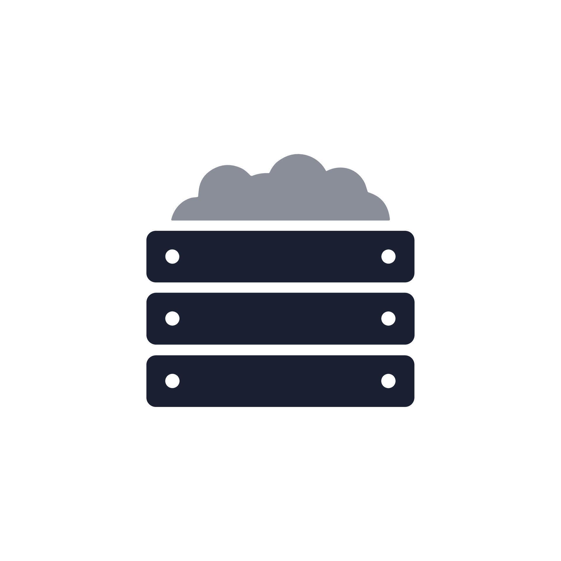 Simple Flat Cloud Server Database Storage Technology System Icon ...