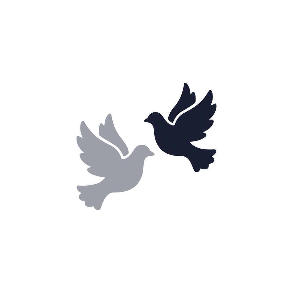 Minimalist Simple Two Color Dove Bird in Flight Graphic Icon vector