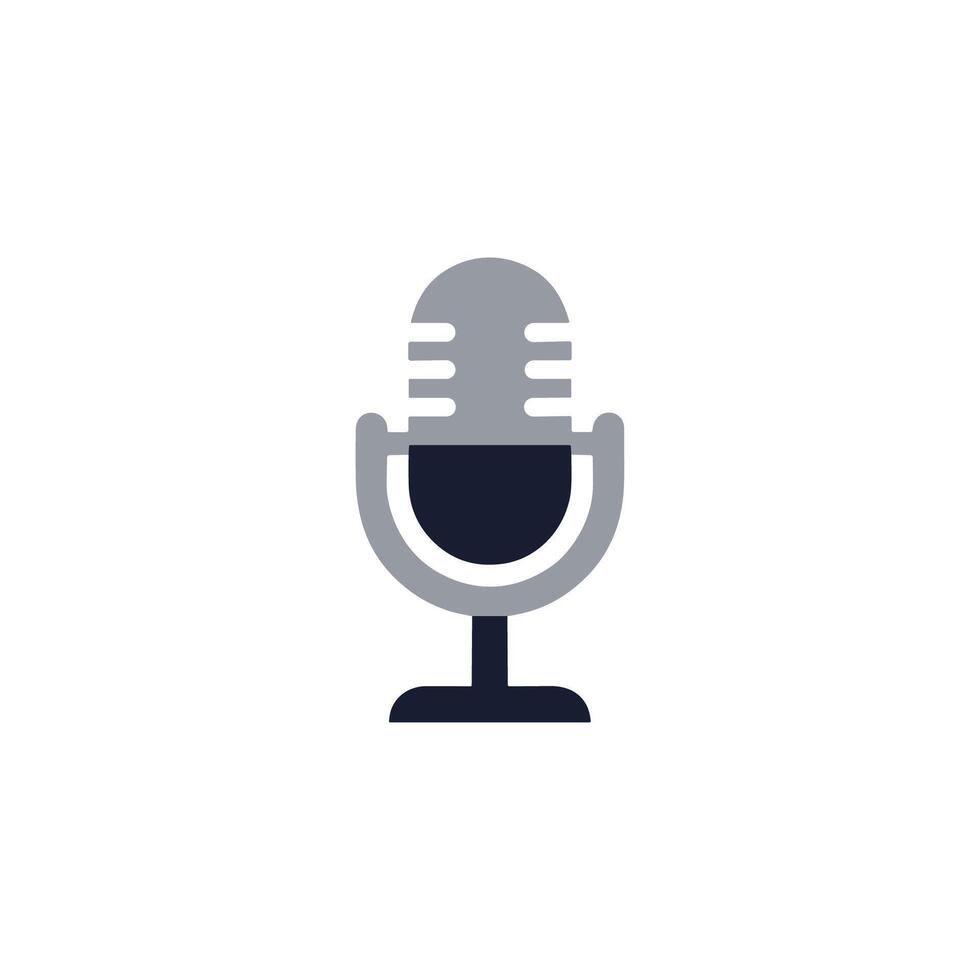 Minimalist Flat Microphone Recording Broadcast Communication Device Element Icon vector