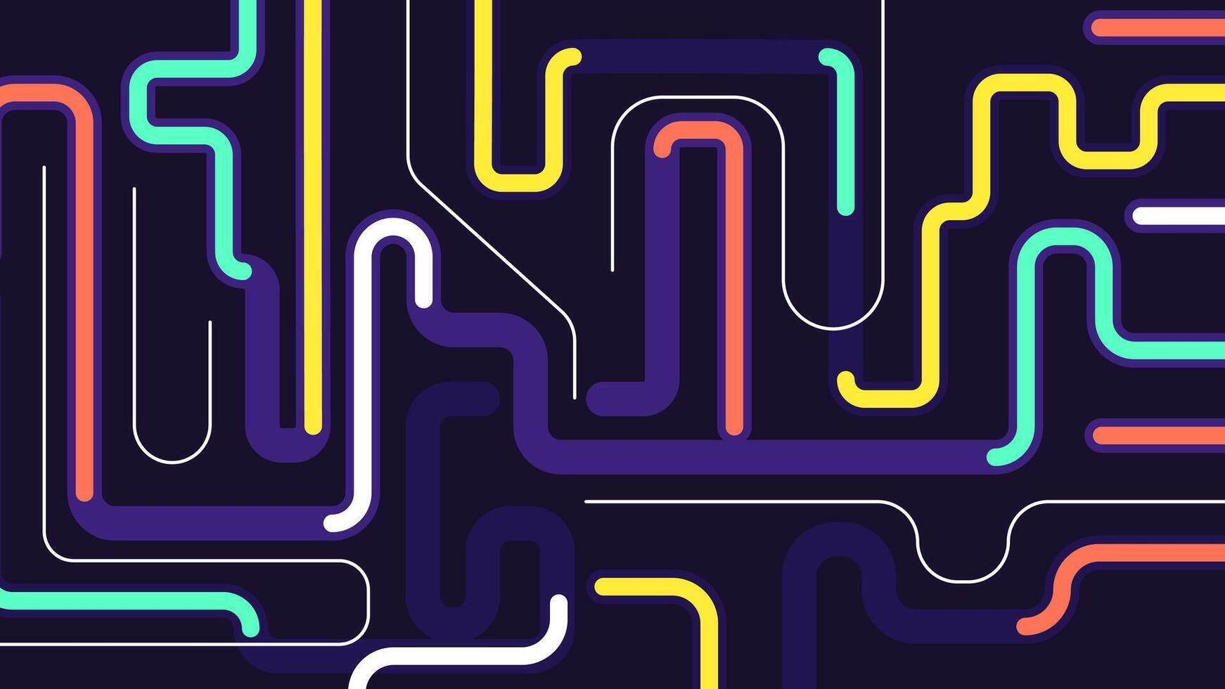 Abstract Modern Neon Colorful Lines Circuit Maze Pattern Background. Illustration vector