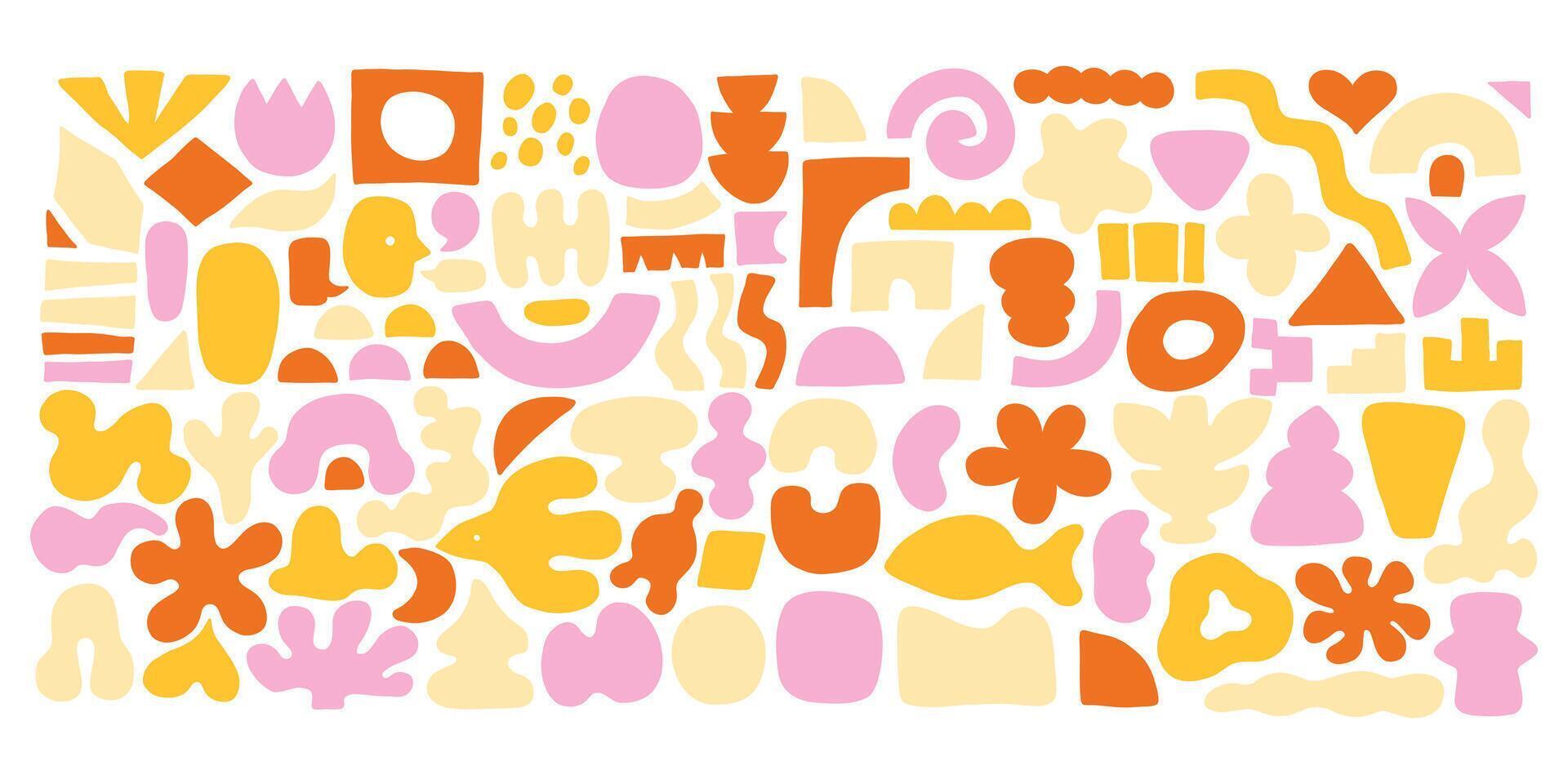 abAbstract modern cutout dopamine organic shape round form set. Liquid organic blob curve shape figure. Abstract liquid bubble, wavy different form for scrapbooking, design. Soft round oval pattern. vector