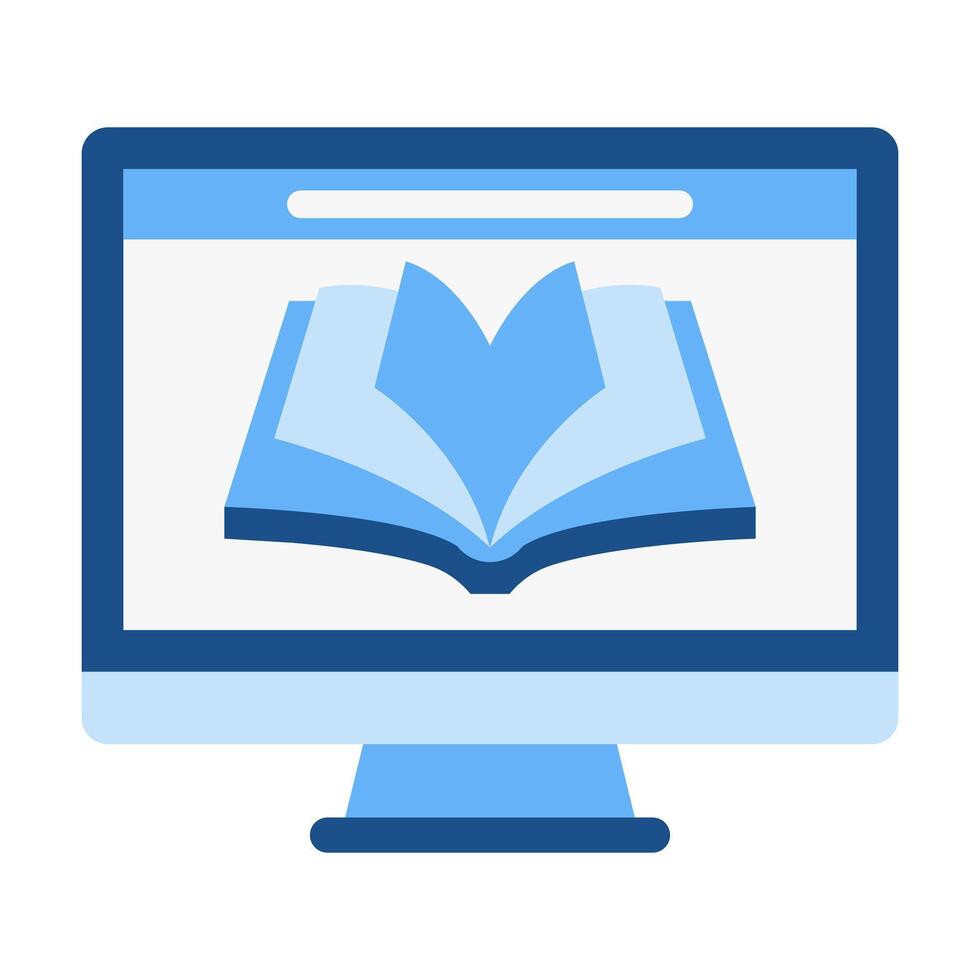 Computer Book Flat Colored Icon for Knowledge and Learning vector