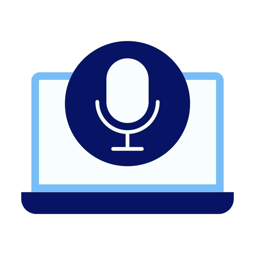 Computer Microphone Flat Colored Icon for Voice Input vector