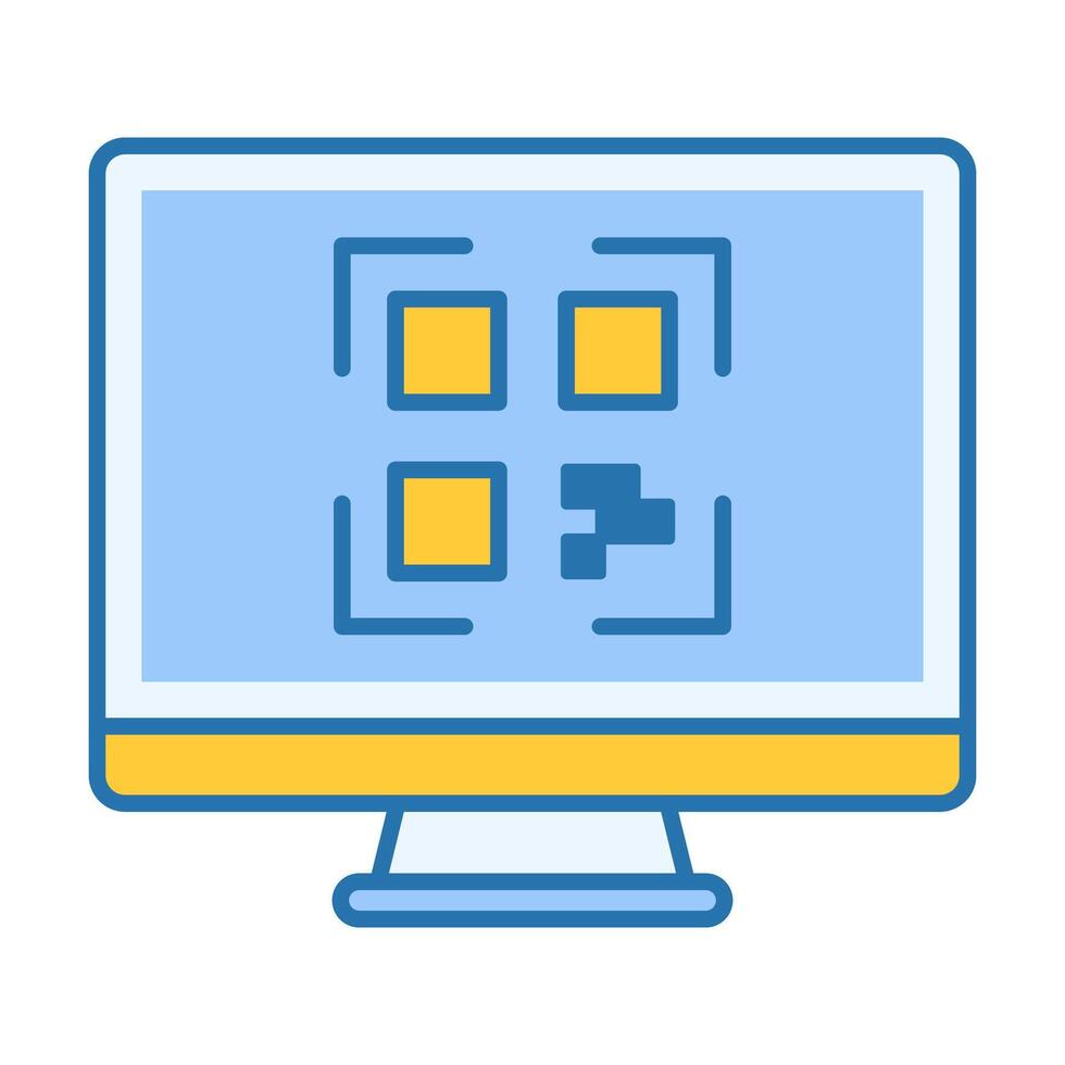 computadora qr código plano de colores icono para digital escanear vector