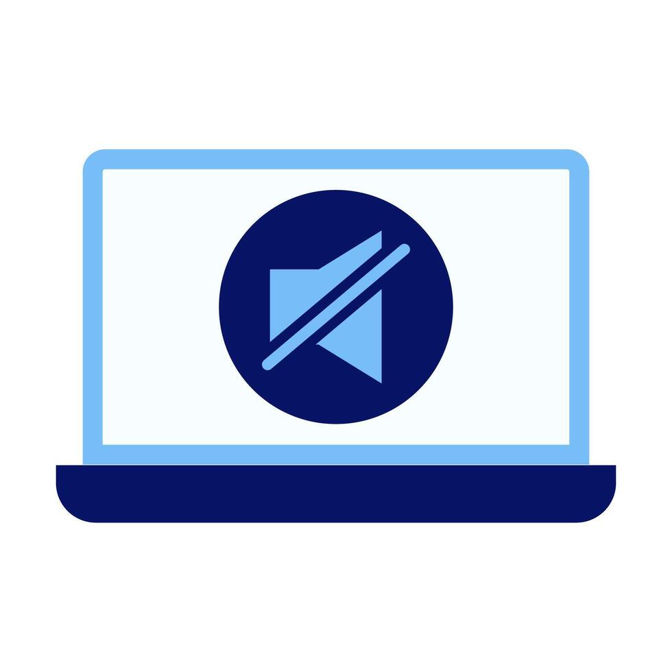 Computer Mute Flat Colored Icon for Sound Disable vector