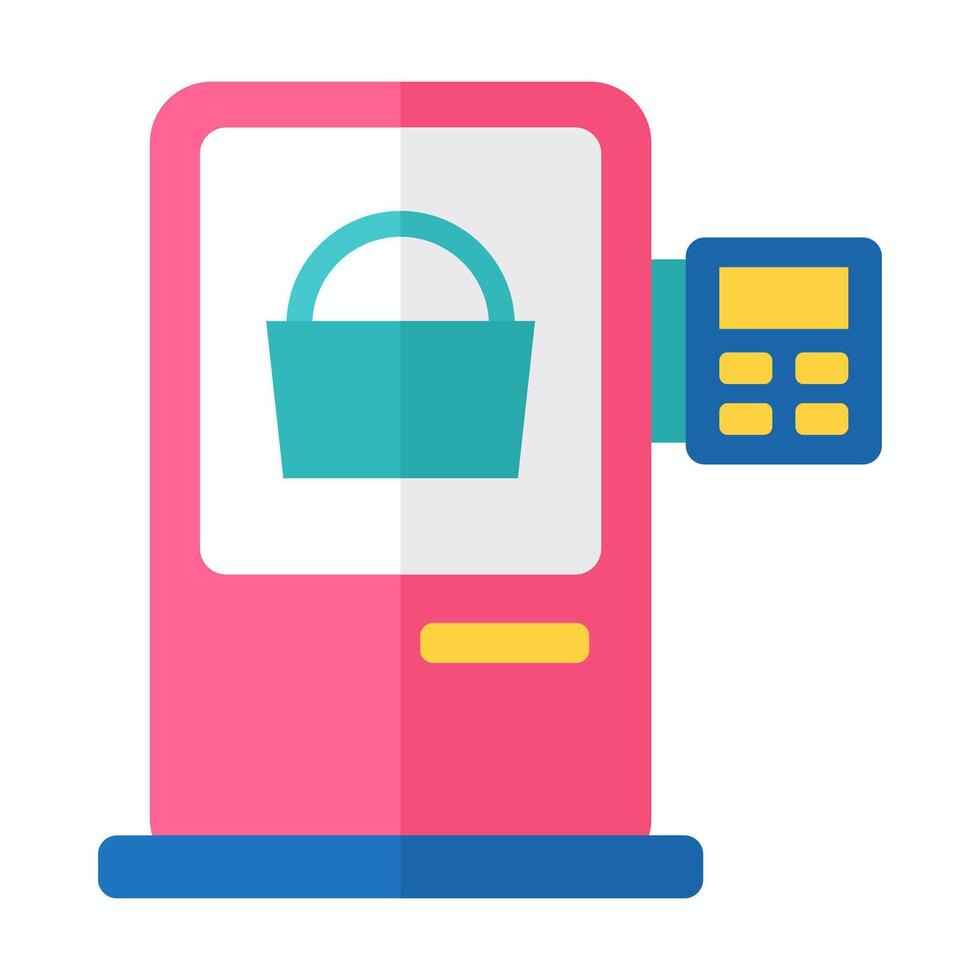 Self Checkout Flat Colored Icon for Automated Payment vector