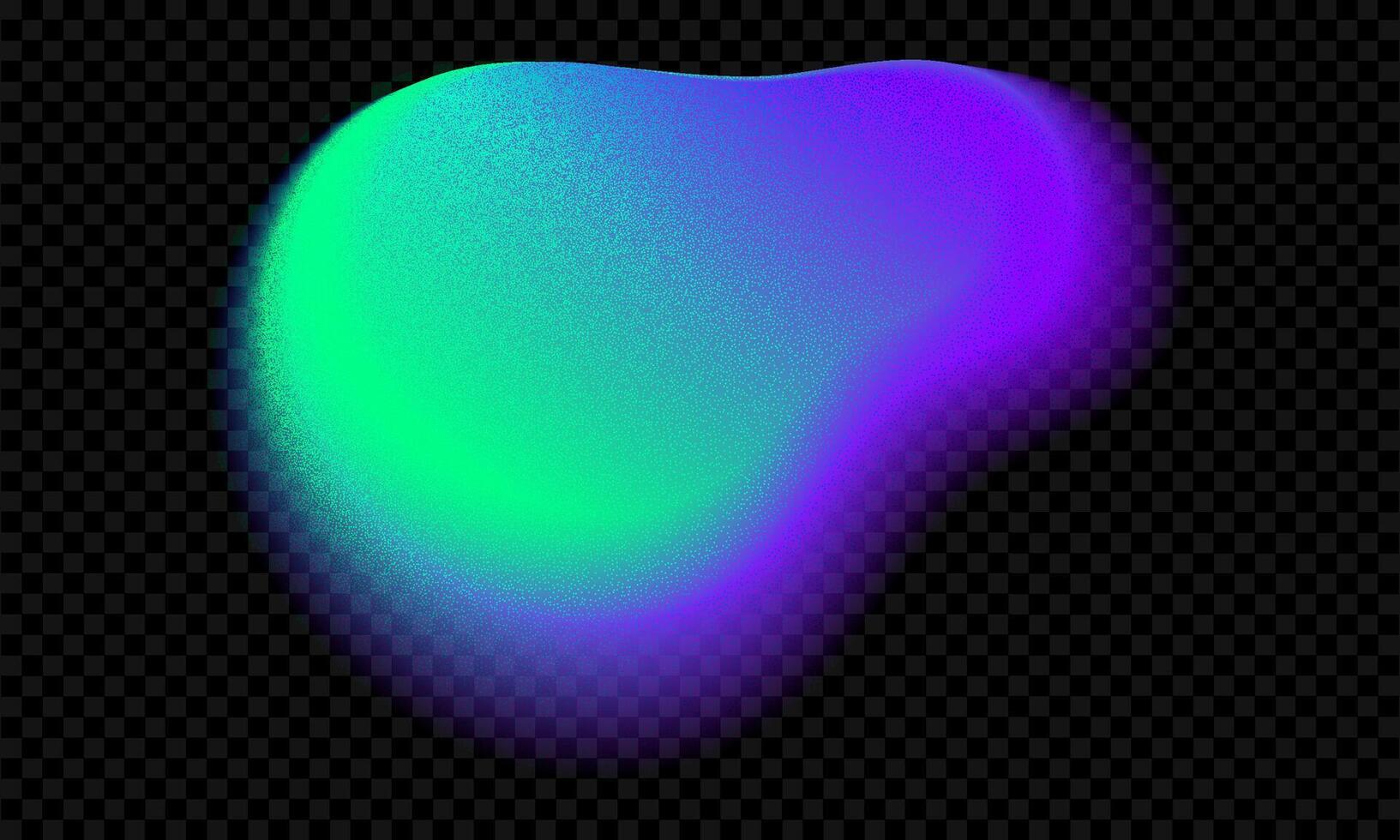 3d green aura gradient shape. Abstract aurora neon color gradation blob with blur and noise effect. Watercolor splash figure with grain texture. Smooth iridescent ombre spot. Y2k glow round element vector