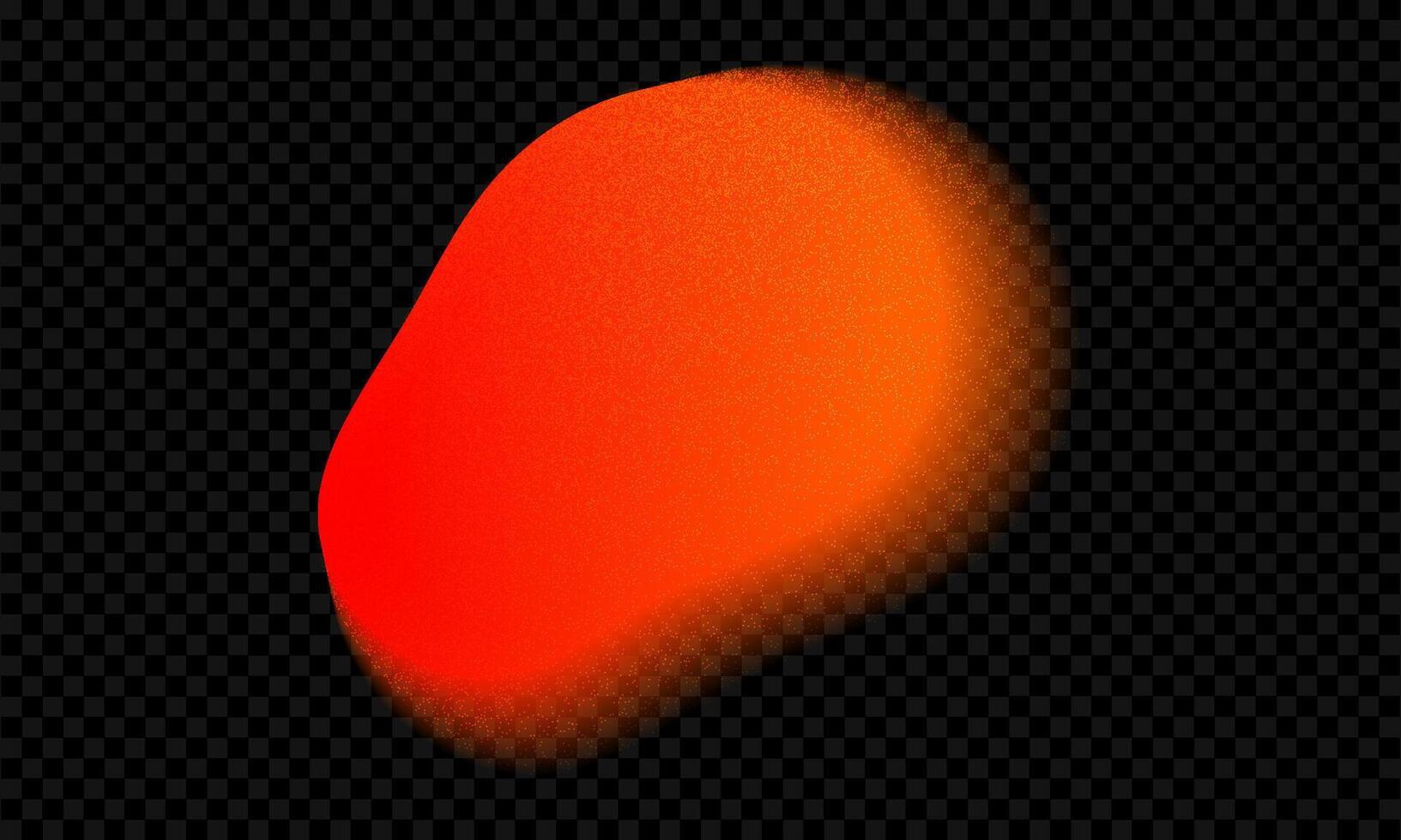 Red color aura gradient blob shape. Abstract orange blur with noise overlay effect. Grainy fluid y2k figure. Geometric organic neon ombre with grain texture and smooth particle splash isolated vector