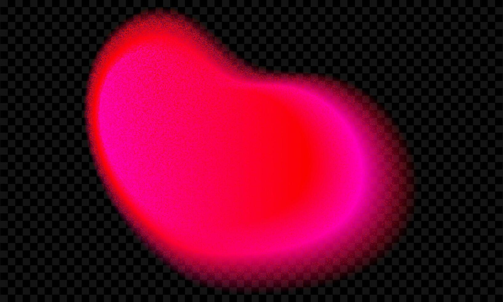 Red aura gradient blob. Pink color gradation on abstract shape. Blurry fluid glow texture overlay. Y2k fluorescent element with grain and ombre effect. Vibrant unfocused geometric spot vector