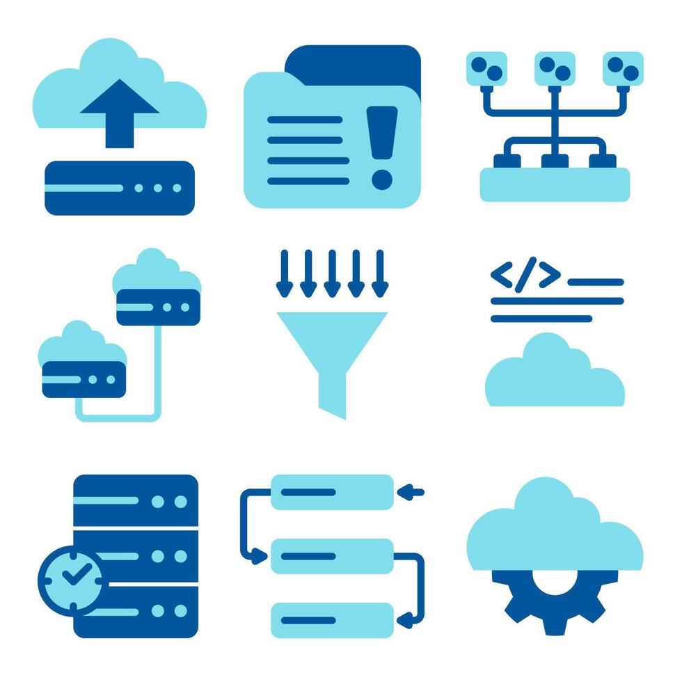 Developer tools and SAAS icon set in two colors vector