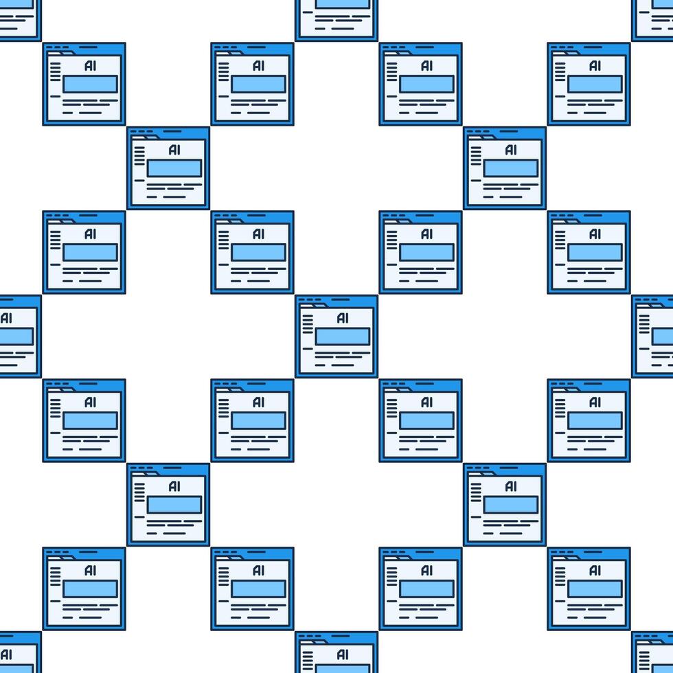 Browser with AI APP Artificial Intelligence Technology colored seamless pattern vector