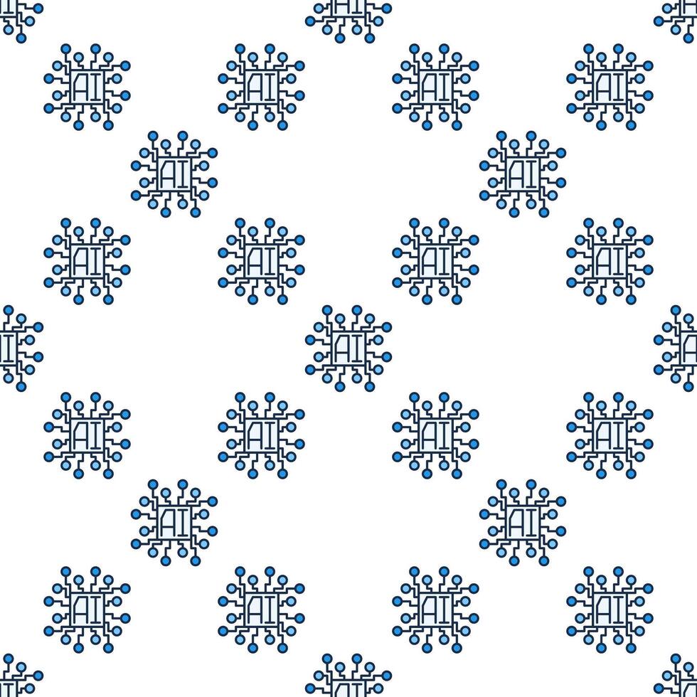 Artificial Intelligence Chip AI processor colored seamless pattern vector