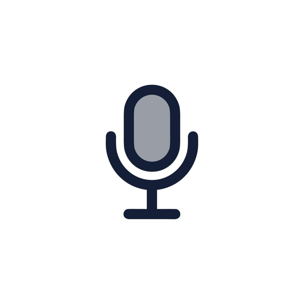 Flat Minimalist Microphone Audio Recording Device Interface Element Icon vector