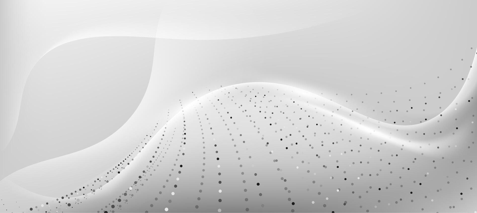 Modern abstract technology background with wave particle and white black fluid gradient for corporate business concept vector