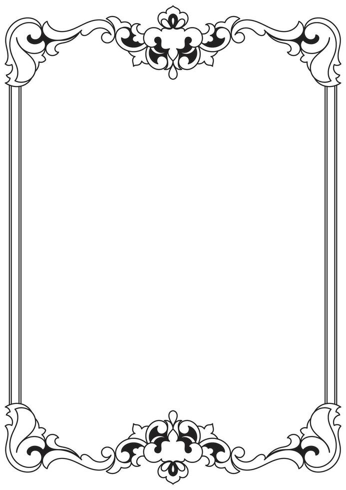 Vintage scroll line pattern card frame, graphic element. vector