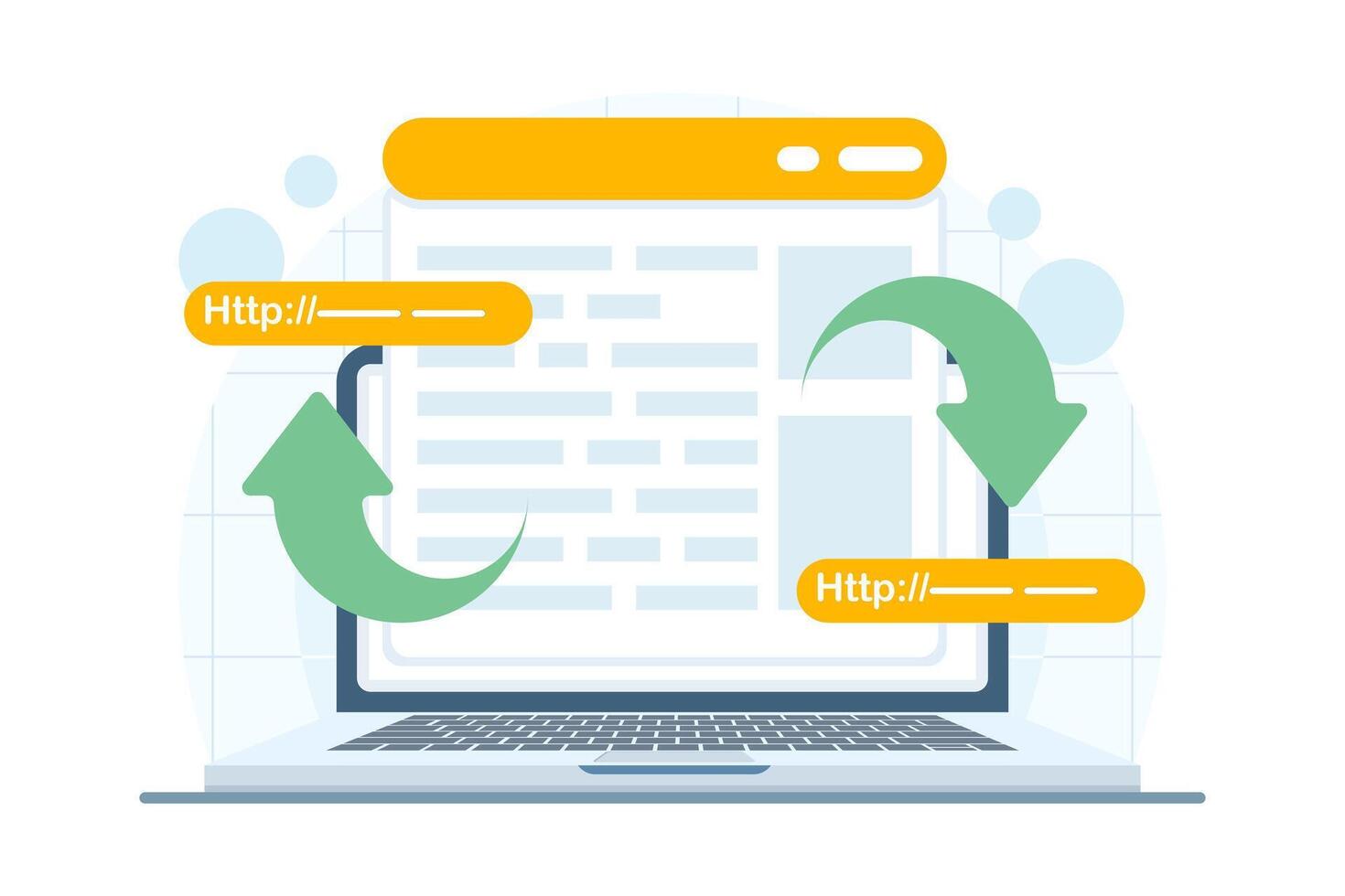 SEO redirect and website migration concept. illustration for URL redirection, site move, search ranking preservation, and technical SEO strategy. vector