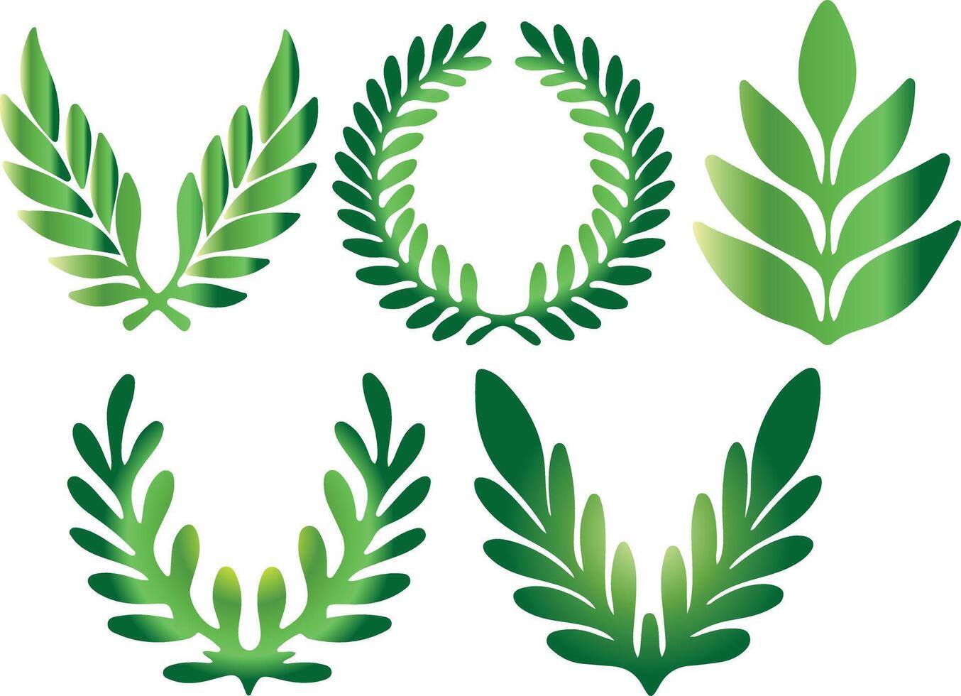 set of various frames made of various branches with a green gradient, for holiday designs, invitations, flyers or decorative frames vector