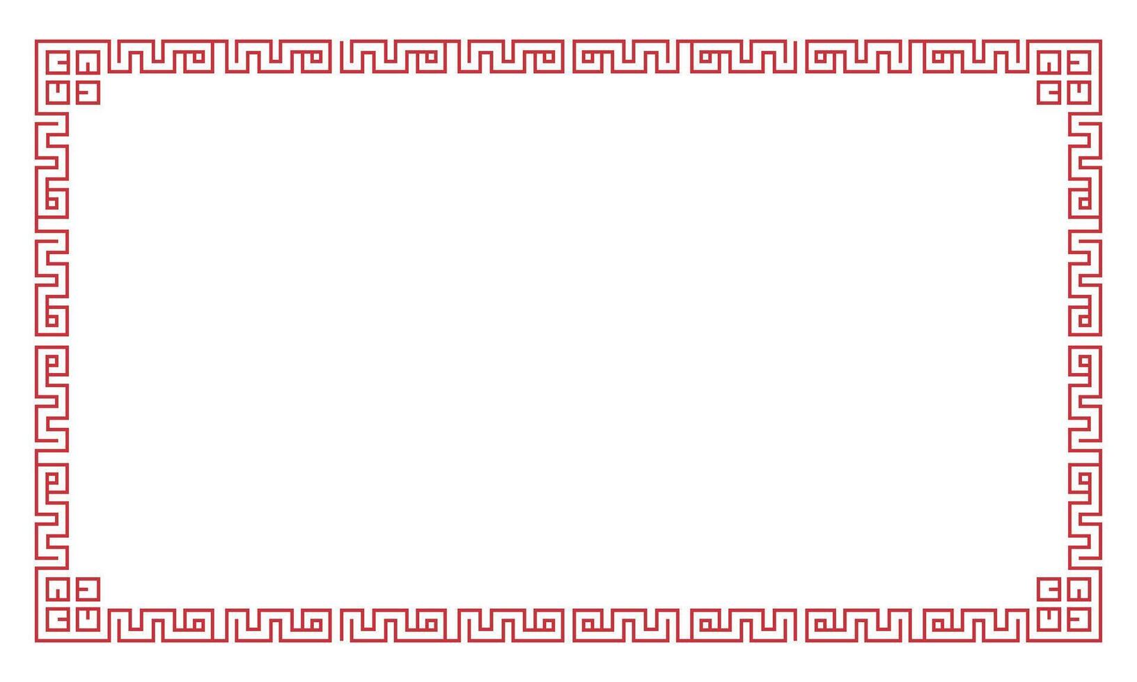 Red Greek Key Border Pattern. Traditional Meander Design Outline. Decorative Frame For Invitations, Certificates, And Art Projects. Editable Stroke. Isolated Illustration vector