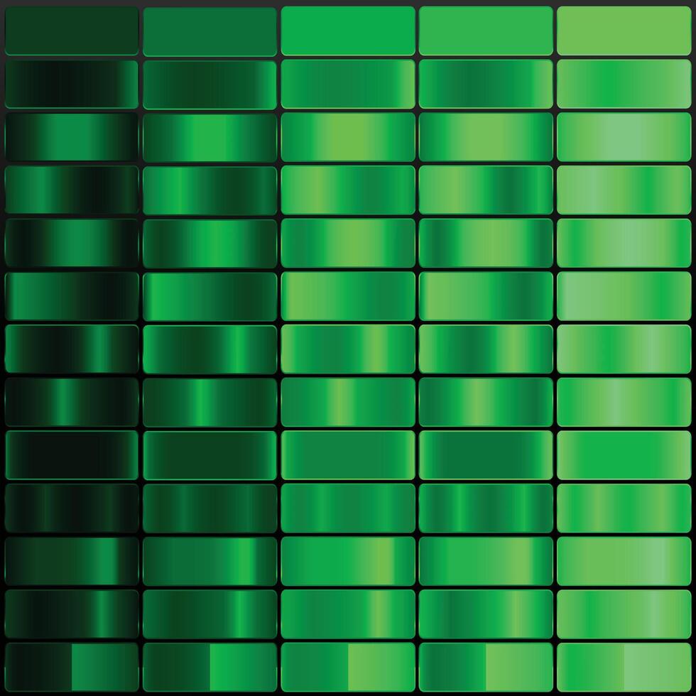 Gradient color Palette. Color are Dark Green, Forest Green, Green, Emerald, Spring Green, Swatches for gradient background and Versatile design use. vector