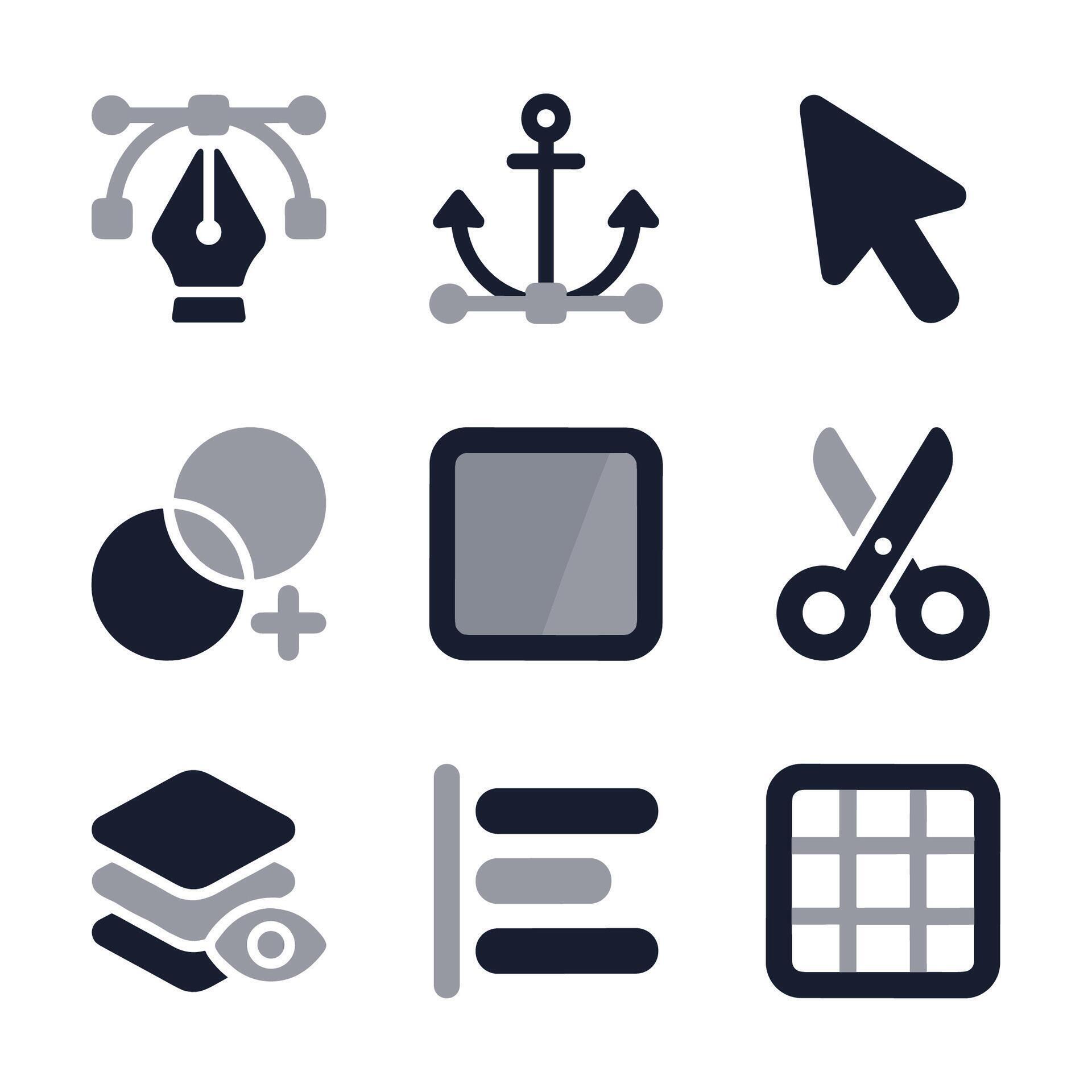 Simple Graphic User Interface Basic Element Shape Icon Collection Set ...