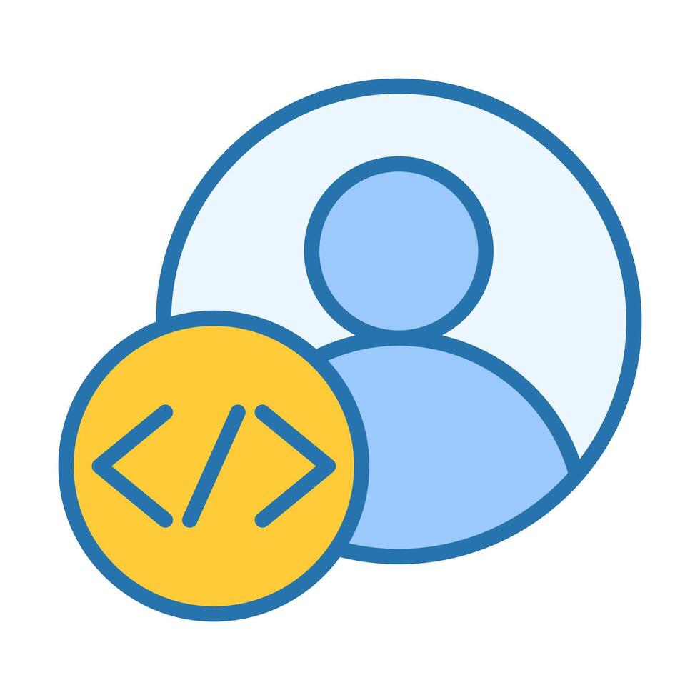 User Person Code Flat Colored Icon for Developer Programming Account Access vector