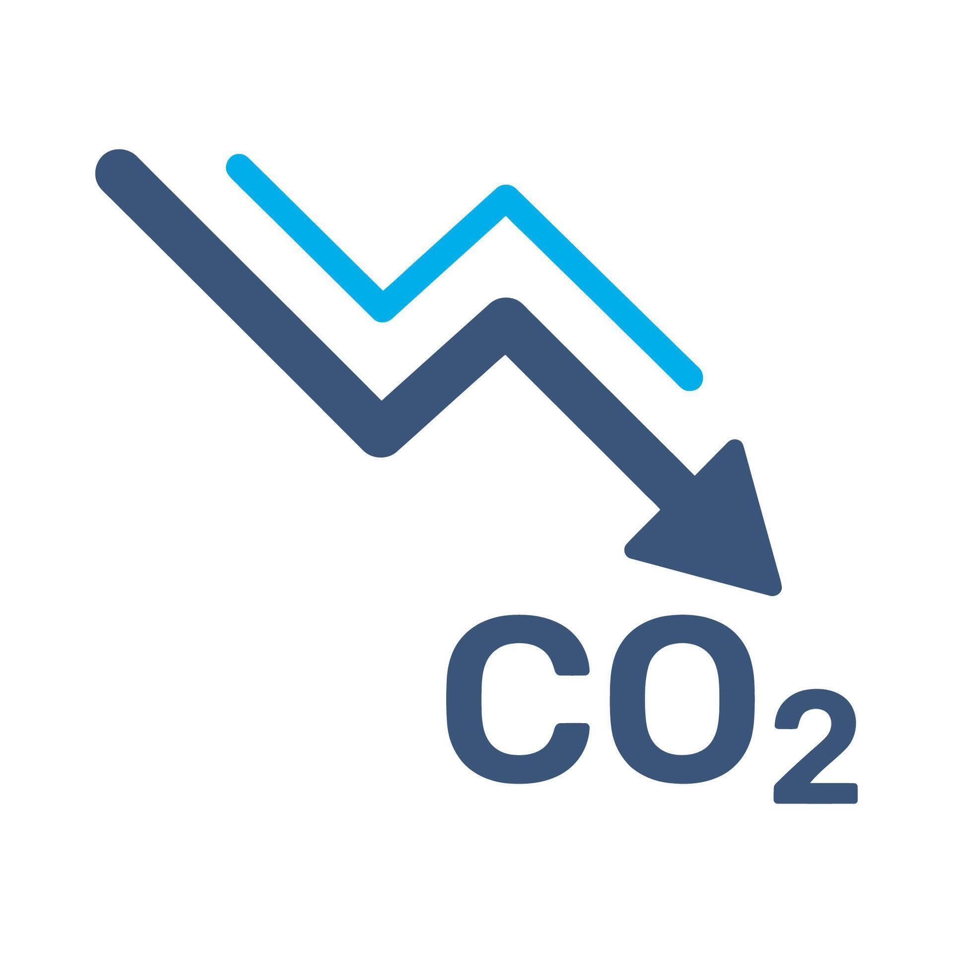 Co2 reduction icon blue flat design carbon decrease symbol ecology ...