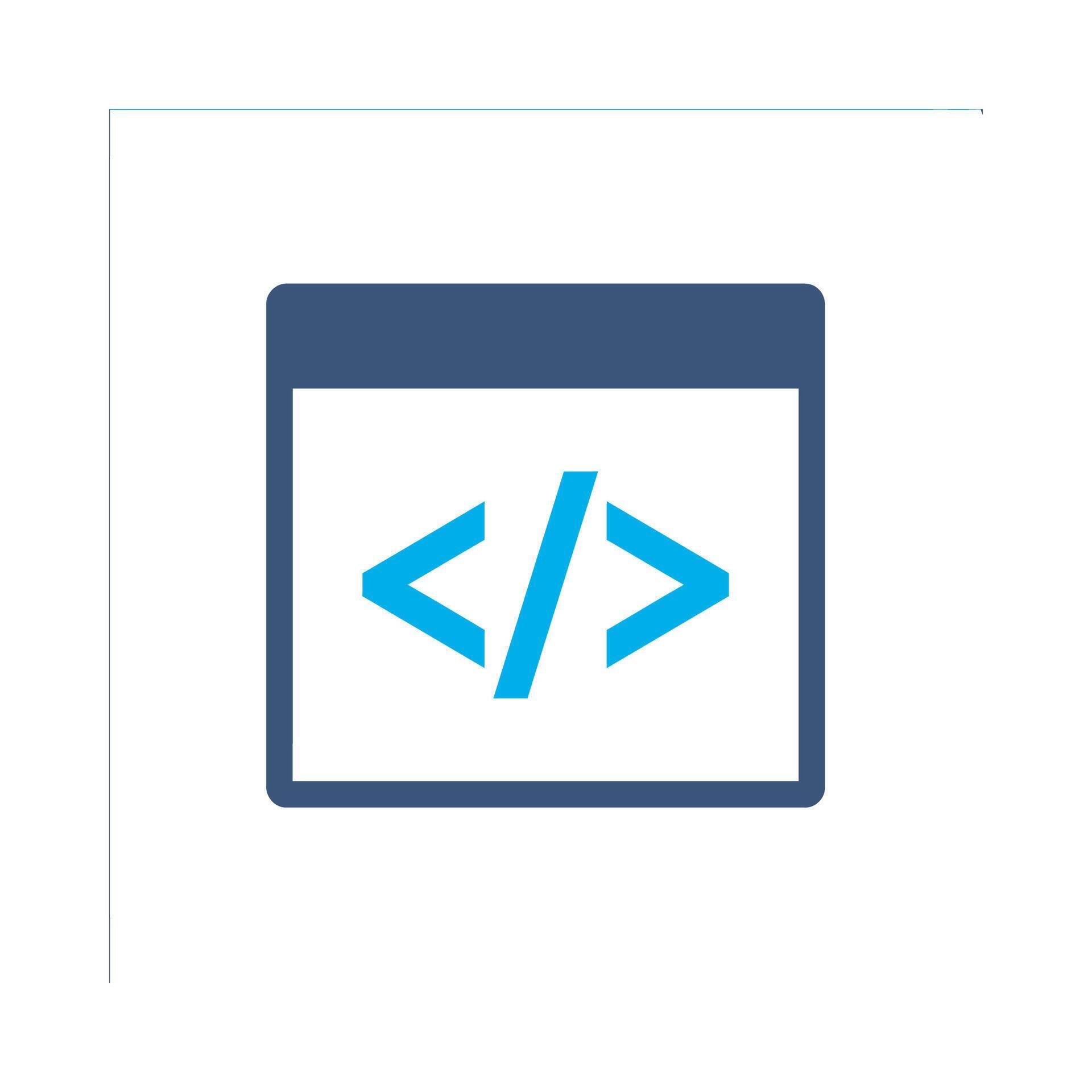 Coding script icon blue flat design brackets symbol programming ...