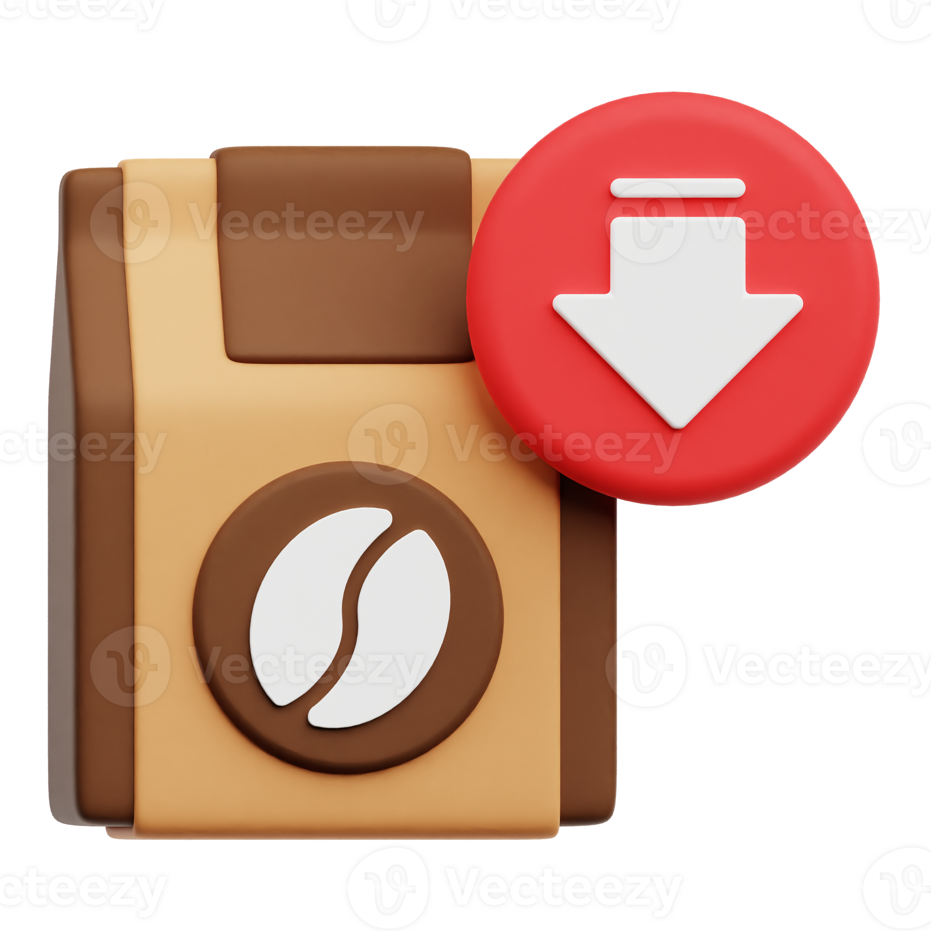Decrease Coffee Bag 3D Icon Isolated On Transparent Background 76357310 PNG