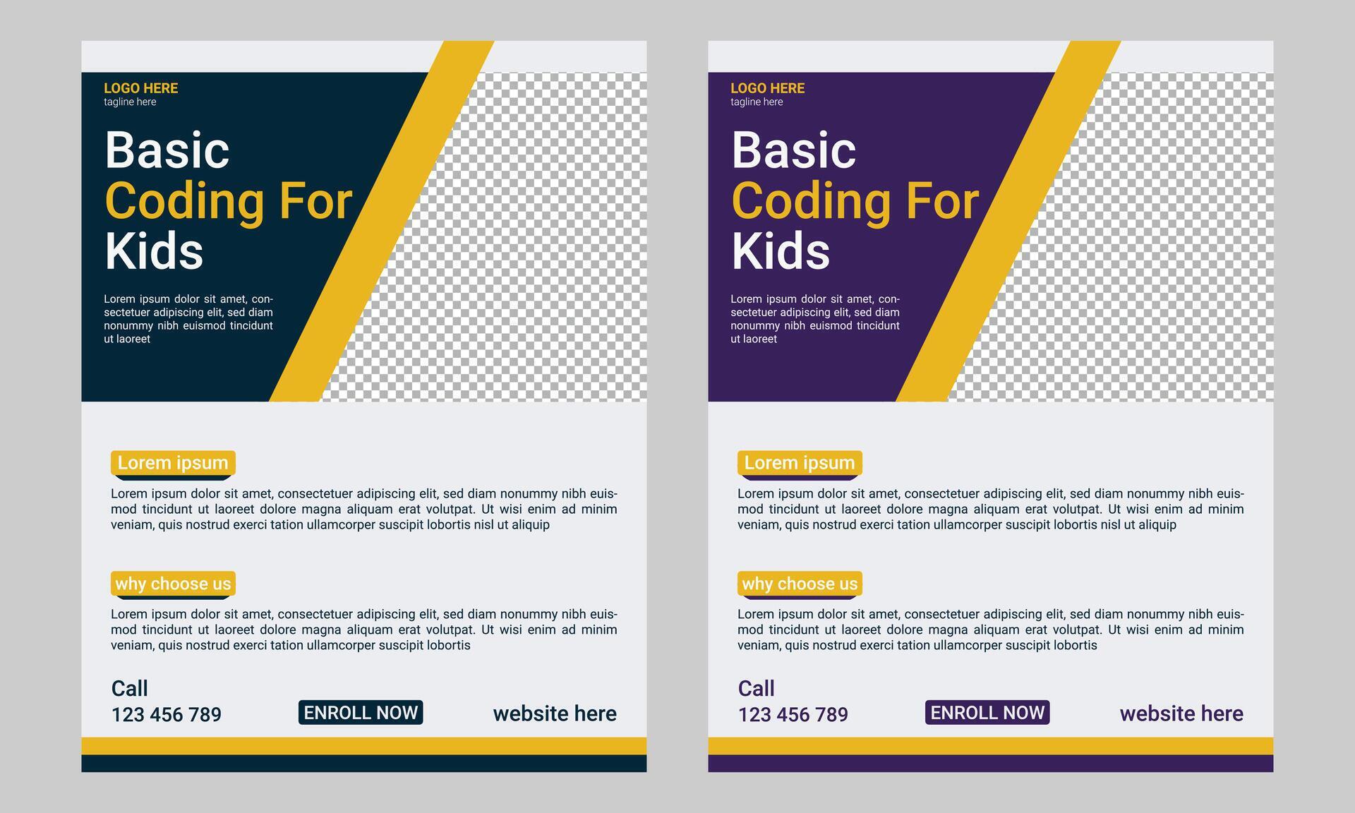 Coding computer programming and kids technology educational flyer ...