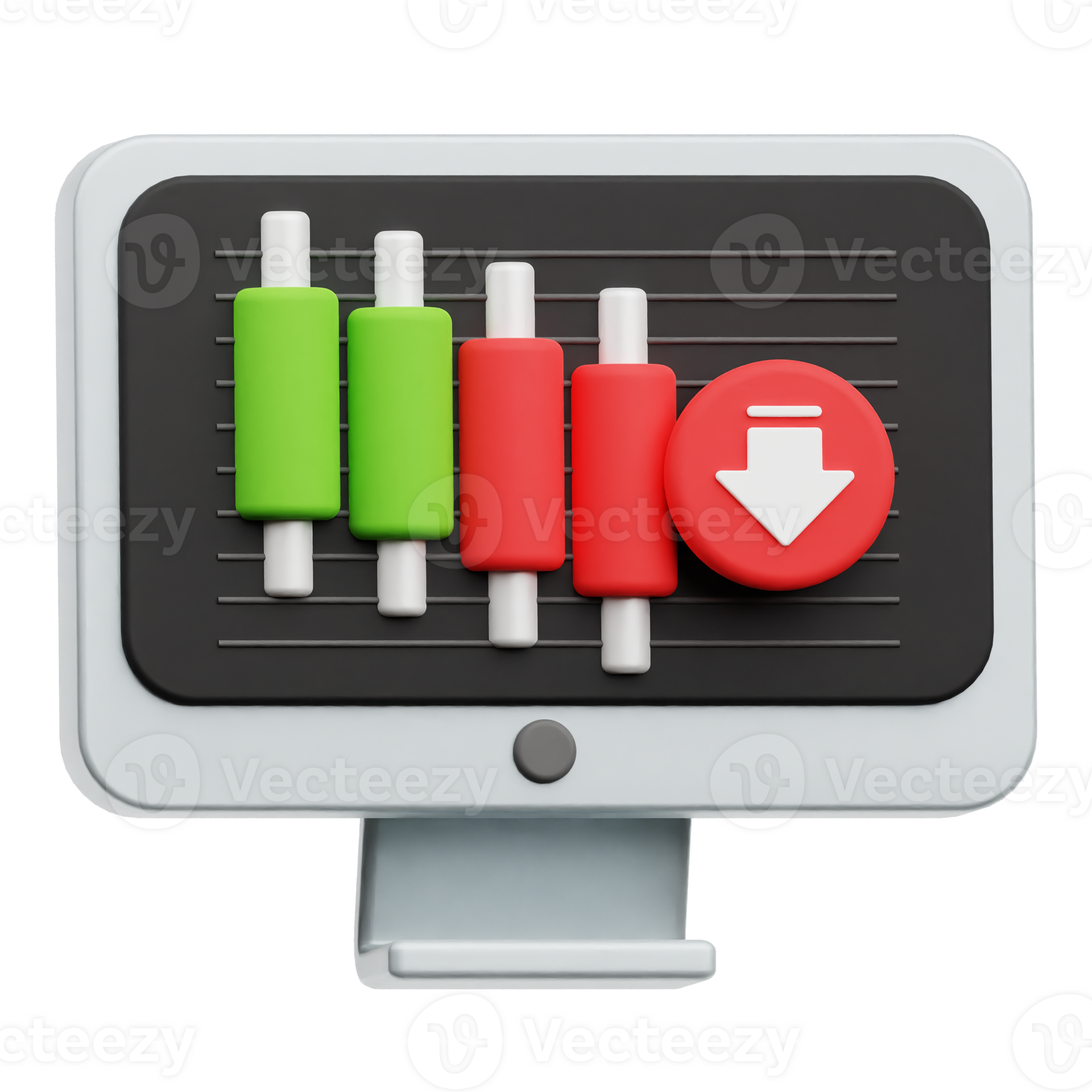 Decrease Bearish Candlestick Monitor 3D Icon Isolated On Transparent ...