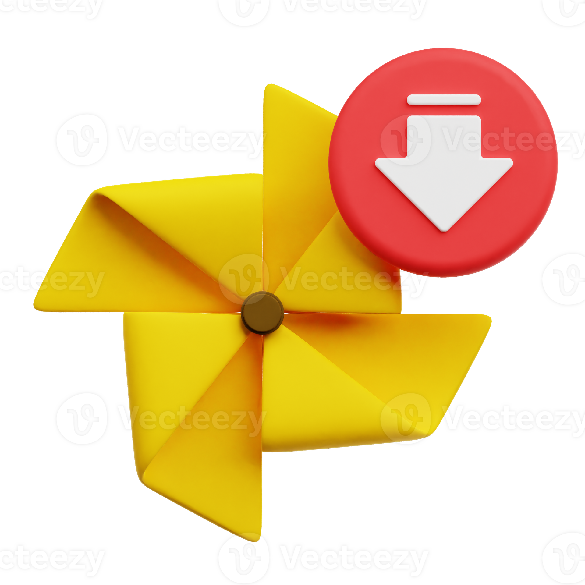Decrease Paper Windmill 3D Icon Isolated On Transparent Background ...