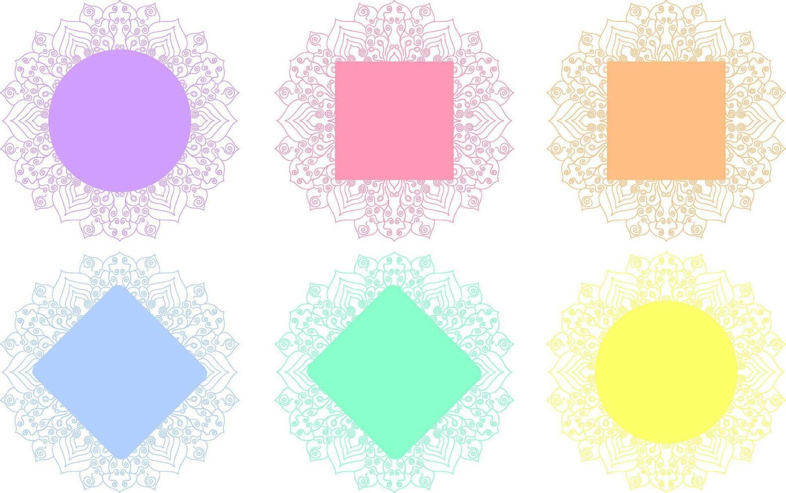 Multi-colored geometric frames with patterns vector