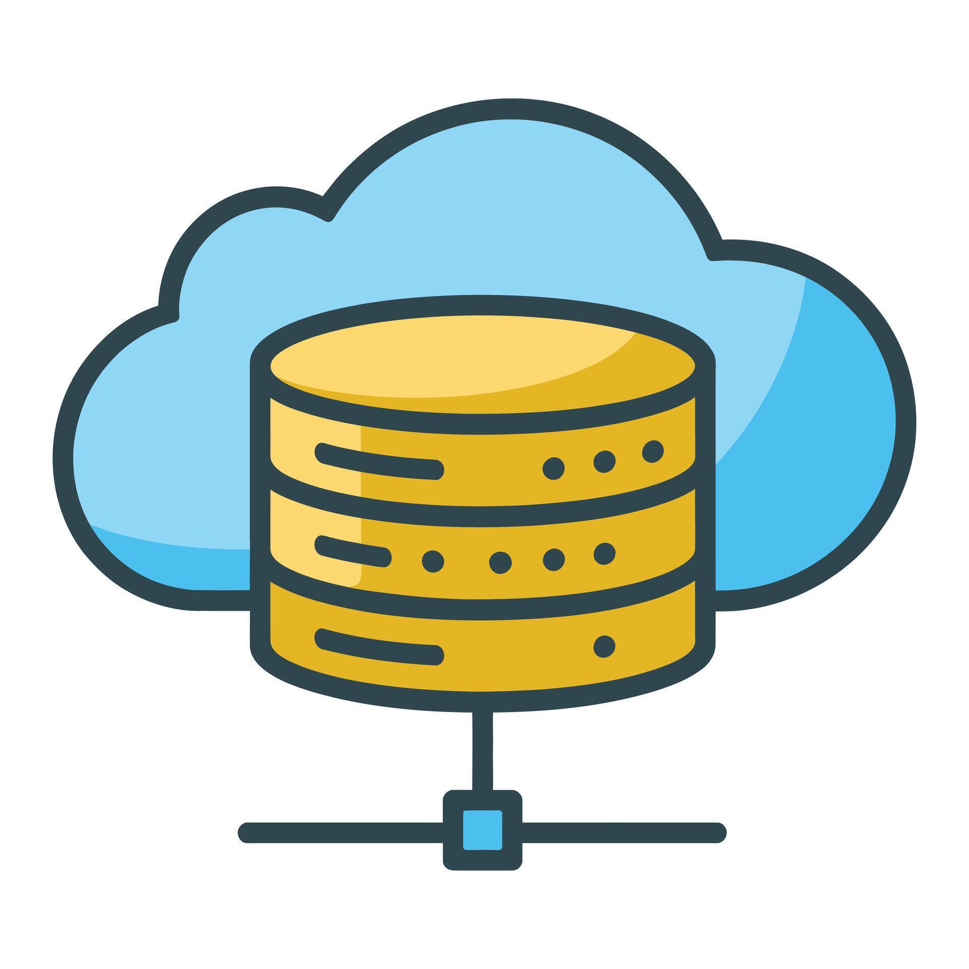 Cloud computing server storage database icon with blue cloud icon ...