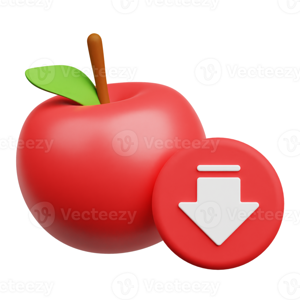 Decrease Apple 3D Icon Isolated On Transparent Background 77108876 PNG