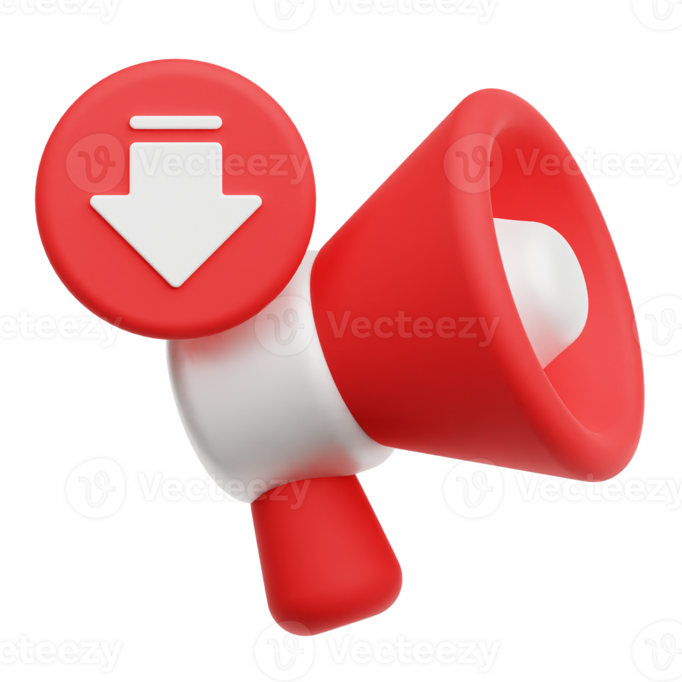 Decrease Megaphone 3D Icon Isolated On Transparent Background 77108976 PNG