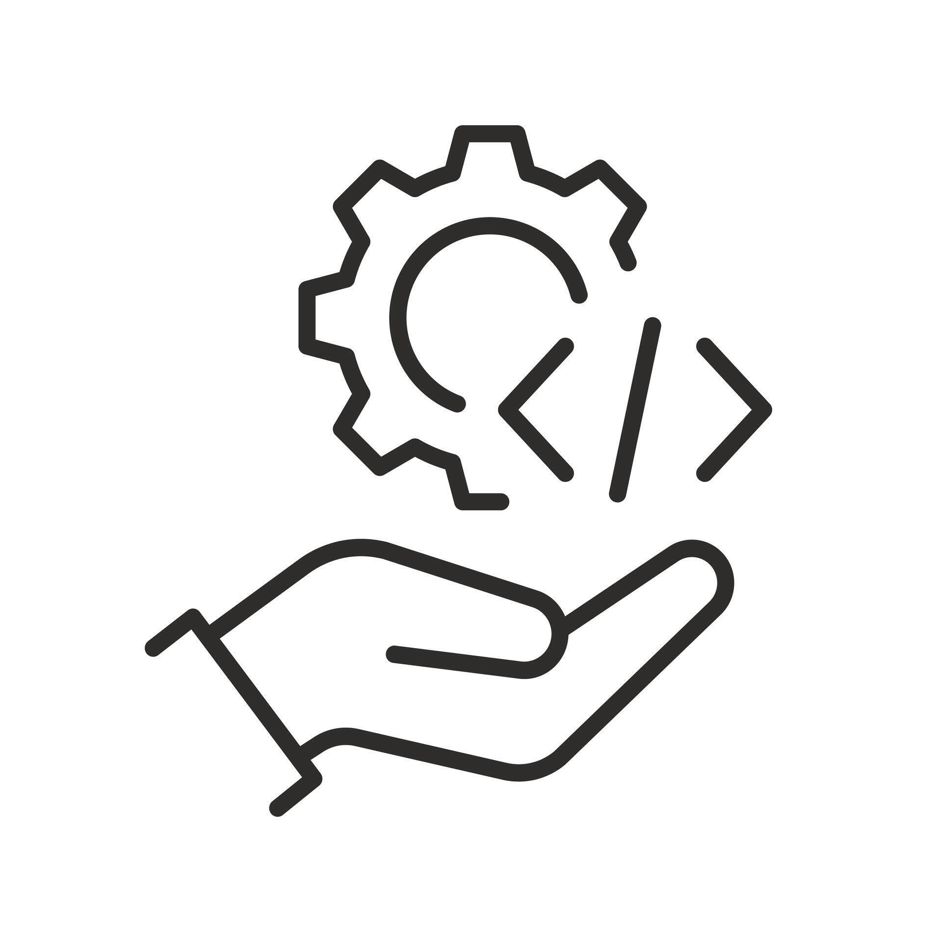 developer icon, programmer services, hand with code 77123153 Vector Art ...
