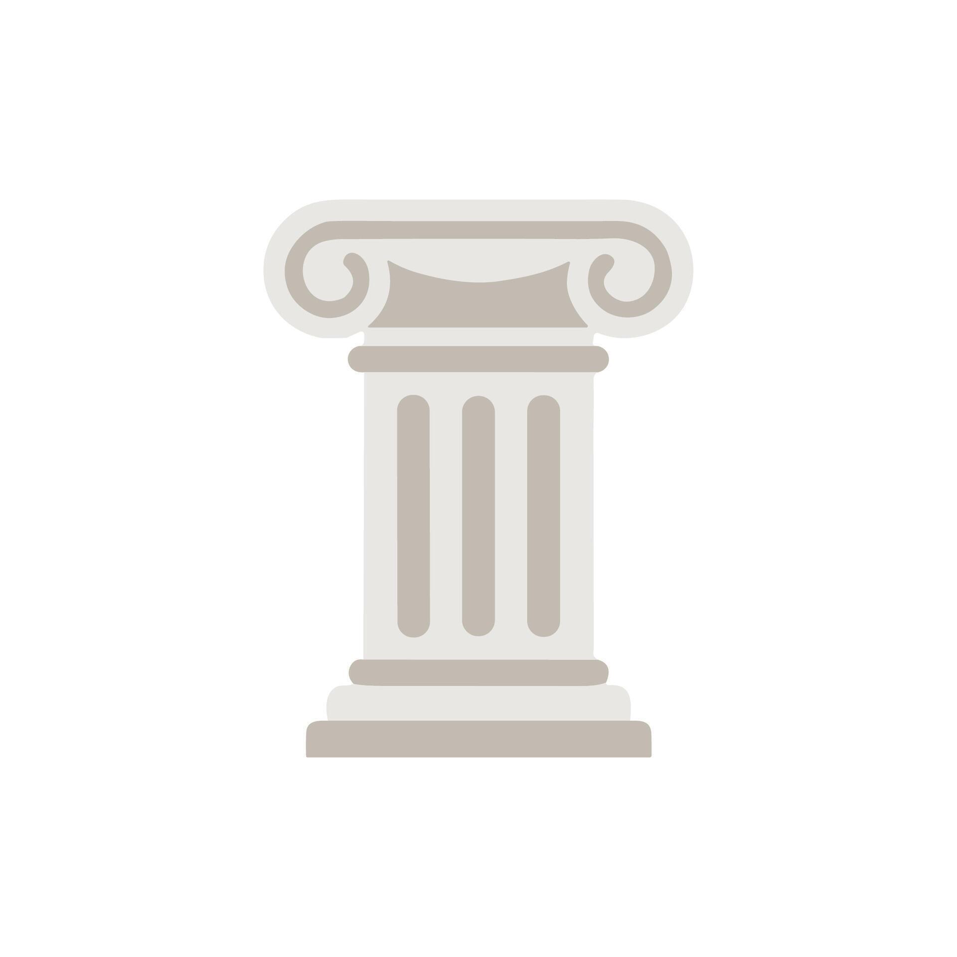 Simple Flat Style Ancient Ionic Order Column Architectural Element ...
