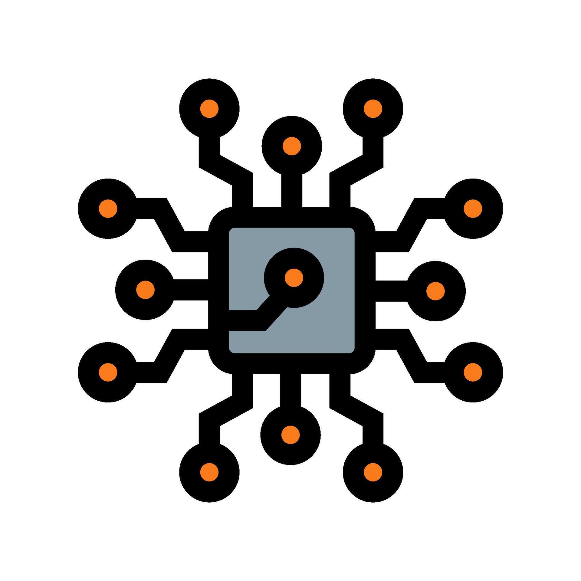 Microchip processor icon representing digital technology and ...