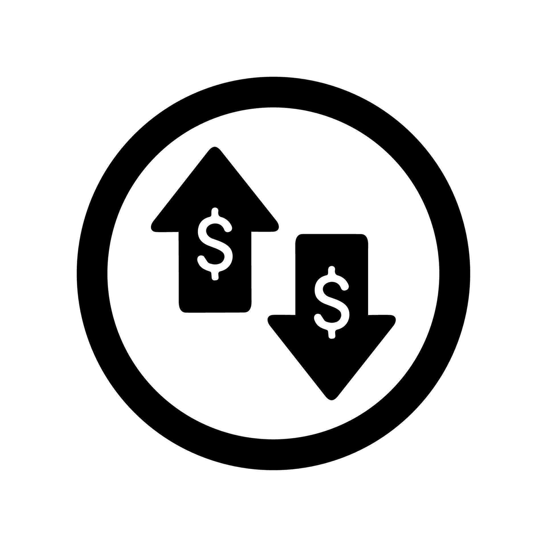 Simple Round Shape Price Increase and Decrease Financial Market Icon ...